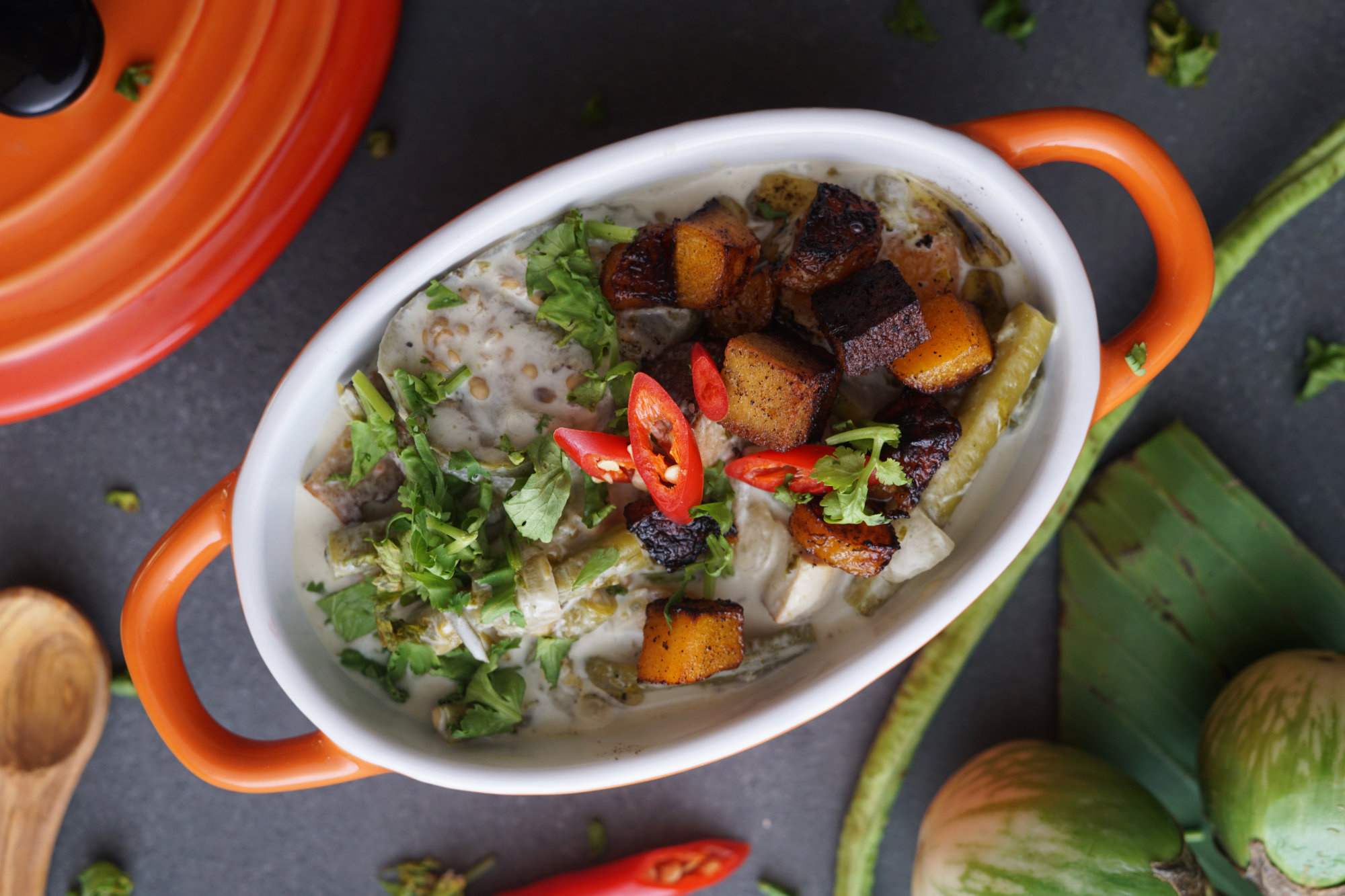 Green Thai Curry with smoked Tofu (Vegan)